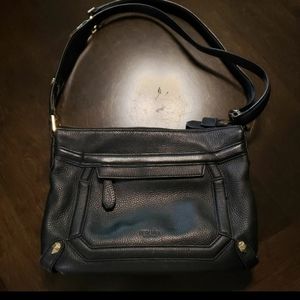 Perlina Black Leather Crossbody